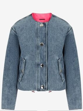Armani Exchange Denim Reversible Jacket with Hot Pink Lining Oversized
